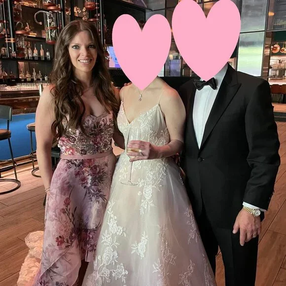 STUNNING Marchesa Notte Pink Floral Print Organza High-Low Gown Size 8 - Picture 4 of 10